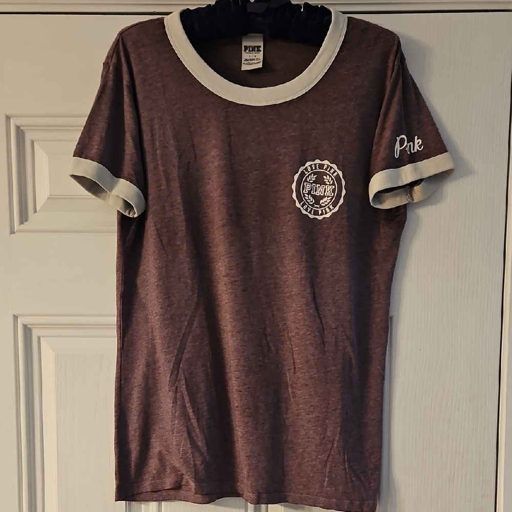PINK Victoria's Secret Short Sleeve Tee - Purple and White